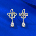 wholesale S925 Silver New Style Full Diamond 5*7 Teardrop Iris Earrings Exquisite and Elegant Xiaohongshu Live Broadcast-0-0