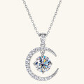 S925 Silver Cross-Border Fashion Moissanite Crescent Pendant Necklace-0-0