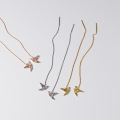 wholesale S925 silver necklace for women, Korean-style, fresh and cute, origami crane, sweet animal collarbone chain D5510-0-3