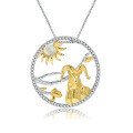 wholesale 925 Silver Chinese Style Zodiac Sheep Pendant with Natural Gemstone Necklace-0-7