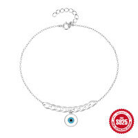 wholesale S925 silver demon's eye enamel Cuban chain bracelet, trendy and elegant, popular in Europe and America-Platinum 925 silver