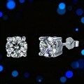 S925 Silver Cross-Border Classic Four-Prong Round Moissanite Zircon Ear Studs-0-0