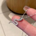 wholesale Silver S990, the Maker's full-diamond silver snake auspicious necklace, a fashionable, luxurious, and uniquedesign with a high-end sense collarbone chain-0-2