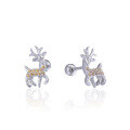 wholesale Sterling Silver S925 Small Deer Earrings Women European and American Ins Style Christmas One Deer With You Earrings Women Jewelry Wholesale-0-4
