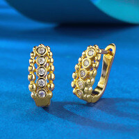 wholesale S925 silver jewelry bubble stone ear stud earrings, fashionable and unique-E598 Gold Earrings>925 Silver