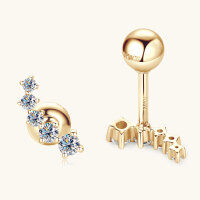 wholesale 10K Gold Fashionable and Unique Moissanite Stud Earrings for Women, Luxe Advanced Design Sense Ear Jewelry Cross-Border Wholesale Earrings-Gold 10K-0.08 carat +0.08 carat
