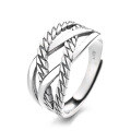 wholesale S925 Sterling Silver Korean Style Hip-Hop Twist Textured Crossover Ring Trendy Sweet and Edgy Index Finger Ring-0-4