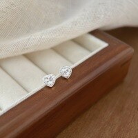 wholesale S925 Sterling Silver New Trendy Sweet Tulip Stud Earrings for Women, Light Luxury High-End Heart Design-Heart model (pure silver)