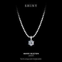 Sterling Silver Moissanite Pendant Necklace, Hypoallergenic, Tarnish-Free Gift-S925 sterling silver with 30-point moissanite