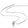 S925 Sterling Silver Moissanite Pendant Necklace, Classic Rabbit Ear Six-Prong Collar Chain-0-0