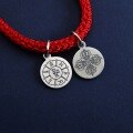 wholesale 925 Sterling Silver Tibetan Six-Character Mantra Round Pendant Retro DIY Beaded Bracelet Red Cord Bracelet Keychain Accessory-0-1