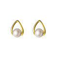 wholesale 925 Sterling Silver Soft and Delicate Small Pea Synthetic Pearl Shell Bead Arc Stud Earrings Simple and Elegant Commuter Earrings M03536-0-4