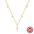 wholesale 925 Sterling Silver Geometric Marquise Diamond Accent Tassel Necklace, Ins Style, Sparkling and Versatile-0-5