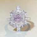 wholesale S925 Sterling Silver Iced Cut Ring European and American Cross-Border Live Streaming Hit Middle East Luxury Full Diamond Ring Pink Diamond Ring for Women-0-3