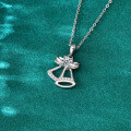 S925 Sterling Silver Moissanite Christmas Bell Necklace Pendant-0-1