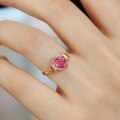 wholesale S925 sterling silver red elk with pink diamond love ring, gentle style, unique design, fashionable luxury, sparkling-0-4