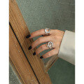 wholesale S925 Sterling Silver 450 Korean Version Wide Band Chain Hollow Out Minimalist Design Ins Niche Style Ring for Women-0-3