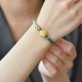 wholesale Gold-plated 925 Sterling Silver with Hetian Jade Inlaid Rabbit Zodiac Flower DIY Hand-Braided Bracelet for Women-0-7