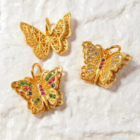 wholesale Sterling Silver Gold-Plated DIY Accessories Butterfly Pendant Pearl Necklace Beaded Bracelet Ornaments-One solid color