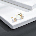 wholesale 14k Gold Plated S925 Sterling Silver White Zircon Starry Star Stud Earrings, New Design-0-1