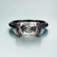 wholesale 925 Silver New European and American Style 6*9 Fat Square Princess Cut Black Gray Zircon Ring Retro Minimalist Ring Band for Drop Shipping-R935 Grey Ring>Size 5