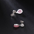 wholesale S925 Silver New Luxury Jewelry Accessories Pink Crystal Gemstone Earrings, French Romance Inlaid with Natural Colored Gemstones-0-3