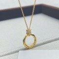 wholesale S925 Sterling Silver Circular Pendant Necklace, Fashionable Literary Niche Design High-End Twist Circle Collarbone Chain-0-3