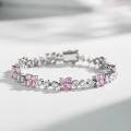 S925 Sterling Silver Alloy Four-Leaf Clover Zirconia & High-Carbon Diamond Charm Bracelet-0-2