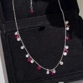 wholesale S925 Sterling Silver Shimmering Collarbone Chain for Women with a Whitening Effect·Star-filled Red Corundum Color Naked Diamond Pendant-0-2