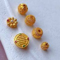 wholesale Gold-plated S925 Silver Diamond-inlaid Six-Syllable Mantra Beads for DIY Bracelet Necklace Accessories, Handmade Knotting Cord, Five Scripture Strands-5# one