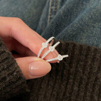 wholesale S925 Sterling Silver Inlaid Stone Gourd Ring for Women, Small and Exquisite, Light Luxury, Sweet, Trendy New Style-Sterling silver