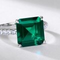 wholesale S925 Silver Cross-Border Exclusive Minimalist Geometric Lab-Grown Emerald Ring, Geometric Lab-Grown Colored Gemstone European and American Ring-0-2