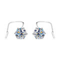 Sterling Silver Moissanite Six-Prong Ear Stud Earrings, Cross-Border Hot Style-0-3