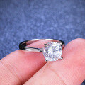 S925 Silver Four-Claw 2-Carat Moissanite Solitaire Engagement Ring-0-3