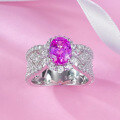 wholesale S925 Sterling Silver 6*8 Pink Oval High-End Lace Fashion Ring for Women-0-3