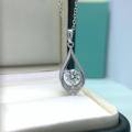 wholesale S925 Sterling Silver Moissanite Hollow-Out Teardrop Pendant Women's Necklace, Luxury Elegant Style, Factory Direct Sales with Drop Shipping-0-1