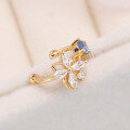 wholesale S925 Sterling Silver Floral Blue Spinel Side Ear Climber Earrings for Women, Elegant and Ethereal Korean Style-0-3