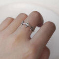 wholesale 925 Silver Ins Retro Starry Ring Women Small Unique Personality Fashion Minimalist Style Open Adjustable Index Finger Ring-0-3