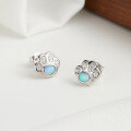 wholesale S925 Sterling Silver Cute Paw Print Small Ear Studs for Women, Petite Minimalist Forest-Style Cat Paw Silver Earrings-0-2