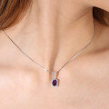 wholesale S925 Silver European and American Minimalist Fashion Natural Amethyst Pendant Necklace-0-3