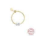wholesale S925 Sterling Silver Adjustable Open Ring with Simulated Zirconia, Ins Chain Design for Women-0-9