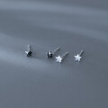 wholesale S925 Sterling Silver Star Ear Studs with Diamond Inlaid, Korean Style Minimalist Five-Point Star Trendy Elegant Ear Accessories G9983-0-0