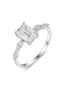 wholesale S925 Sterling Silver Rectangle Moissanite Couple Rings, Niche Design, Ready to Ship, Exquisite-0-8