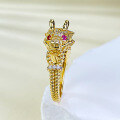 wholesale S925 Gold-Plated Silver Ring Chinese Trendy Gold Dragon Majestic Dragon Head Ring Dragon and Tiger Spirit Zodiac Year Wearable Dragon Ring for Drop Shipping-0-2