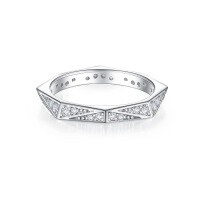 wholesale S925 Sterling Silver Full Eternity Band Ring with Zirconia, Full Circle of Diamonds-925 Silver Platinum US Size 9#