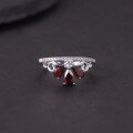 wholesale S925 Sterling Silver Sweet Crown Natural Topaz Ring with Garnet and Diopside Crown, Elegant-0-3