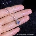 S925 Sterling Silver Cross-Border Moissanite Necklace, Four-Prong Bead Setting-0-1