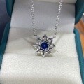 Metal Blue Sapphire Sunflower Earrings, Korean Style Light Luxury Studs-0-1