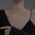 wholesale S925 Sterling Silver Simple Plain English Letter Necklace for Women H Girly and Fresh Collarbone Chain D8588-0-1