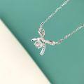 wholesale Rose Gold S925 Sterling Silver Bow Necklace for Women, Small and Chic Design, 05 Carat Moissanite Single Diamond Pendant Collarbone Chain-0-2